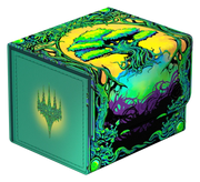 Ultimate Guard 100+ Sidewinder: Magic: The Gathering: Mana Token - Forest (PREORDER) - Green and black cube-shaped card storage box with detailed forest artwork and mana symbol on the side.