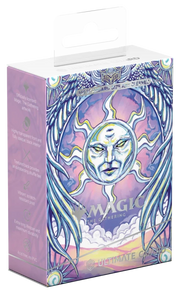Ultimate Guard Art Sleeves: Magic the Gathering: Mana Token - Plains (PREORDER) - Magic the Gathering card sleeves with shimmering purple and blue tones, featuring a silver mana token face and intricate.