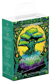 Ultimate Guard Art Sleeves: Magic the Gathering: Mana Token - Forest (PREORDER) - Deck box featuring vibrant green and yellow fantasy tree artwork, designed for Magic the Gathering card sleeves.