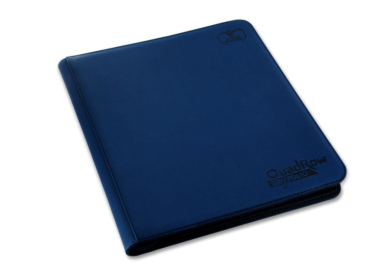 Ultimate Guard 12-Pocket Quadrow Zipfolio Xenoskin Dark Blue - Dark blue zippered folio with smooth, textured surface and rounded corners, compact rectangular shape.