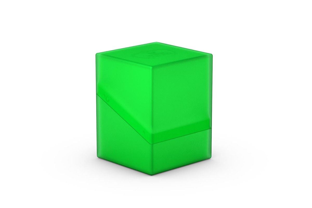 Ultimate Guard Boulder 100+ Deck Case - Emerald - Emerald green translucent rectangular deck case with secure lid for card storage.
