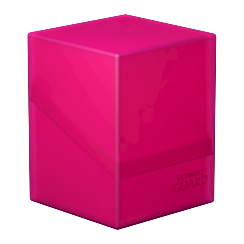 Ultimate Guard Boulder 100+ Deck Case - Rhodonite - Bright pink rectangular card deck case with a smooth matte finish and subtle logo embossing.