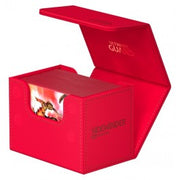 Ultimate Guard 80+ Sidewinder Monocolor Red - Red Ultimate Guard 80+ Sidewinder deck box with hinged lid and card storage compartment.