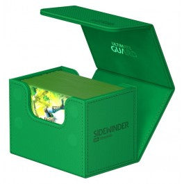 Ultimate Guard 80+ Sidewinder Monocolor Green - Green Ultimate Guard Sidewinder deck box with open lid and textured interior for card storage.