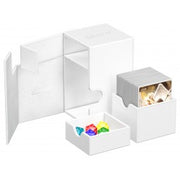 Ultimate Guard Flip N' Tray 100+ Monocolor - White - White modular card and dice storage box with flip-open lid and removable tray, smooth finish.