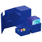 Ultimate Guard Flip N' Tray 100+ Monocolor - Blue - Blue Ultimate Guard Flip N' Tray card storage box with two compartments and a flip-open lid.