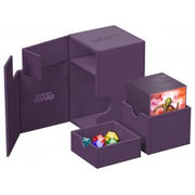 Ultimate Guard Flip N' Tray 100+ Monocolor - Purple - Purple foldable storage box with compartments for cards and dice, made of sturdy material.