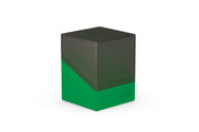 Ultimate Guard Boulder 100+ Synergy - Black/Green - Black and green rectangular card storage box with smooth matte finish and removable lid.