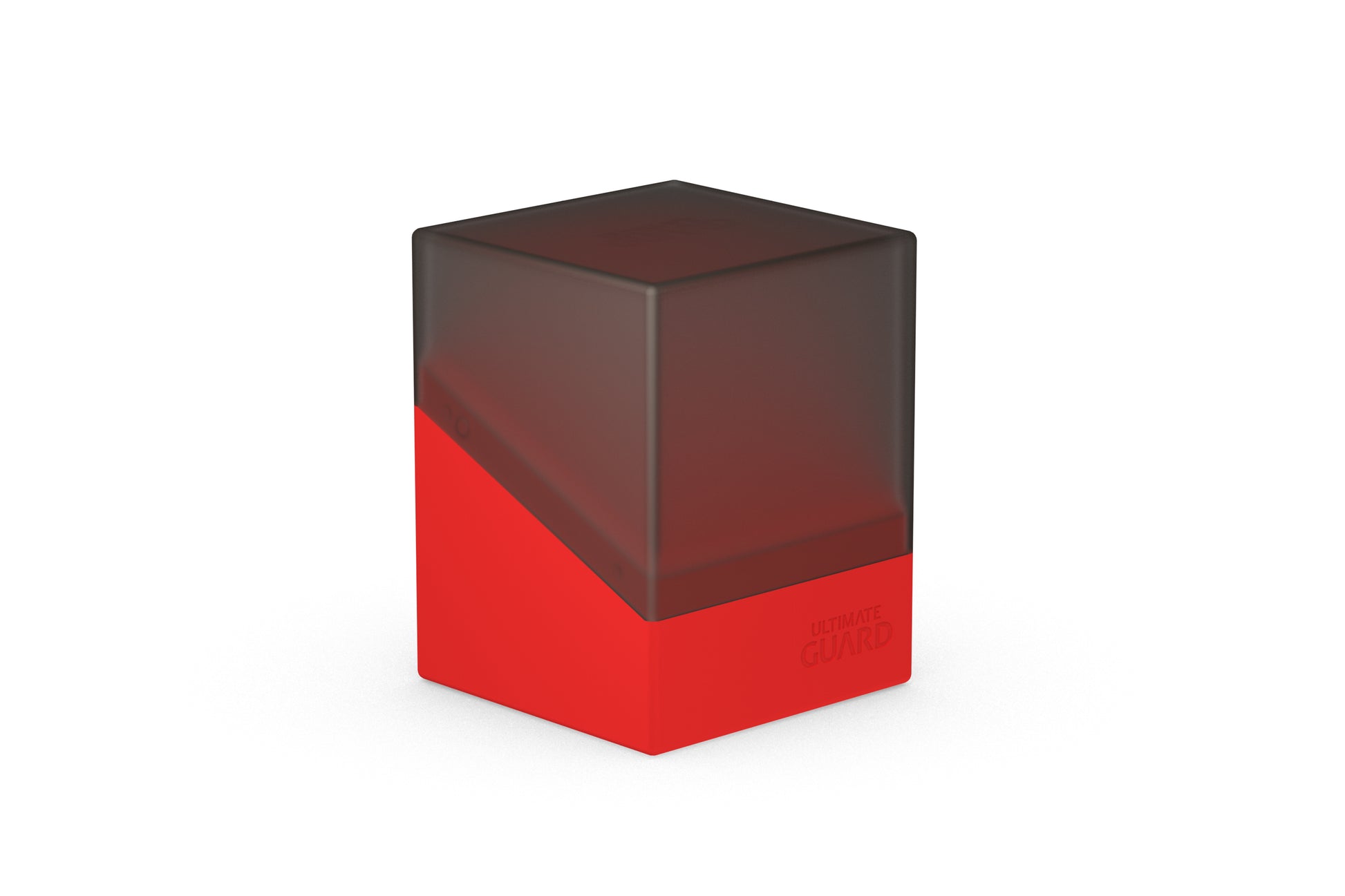 Ultimate Guard Boulder 100+ Synergy - Black/Red - Black and red rectangular deck box with a smooth matte finish and sharp edges.