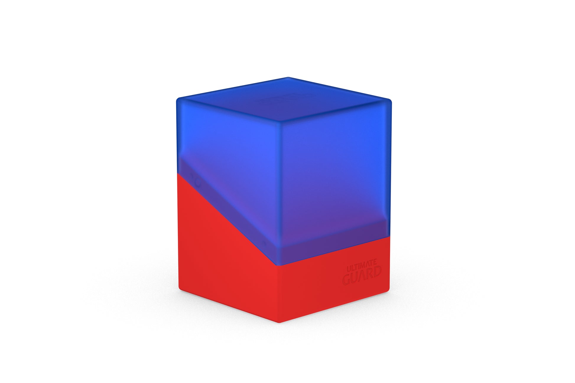 Ultimate Guard Boulder 100+ Synergy - Blue/Red - Blue and red rectangular deck box with a two-tone diagonal design and a smooth matte finish.