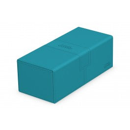 Ultimate Guard Twin Flip'n'Tray 266+ Monocolor - Petrol - Rectangular petrol blue deck box with smooth matte finish and subtle embossed logo on top and side, designed for card.