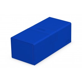 Ultimate Guard Twin Flip'n'Tray 266+ Monocolor - Blue - Blue rectangular deck box with smooth matte finish and hinged lid for secure card storage.