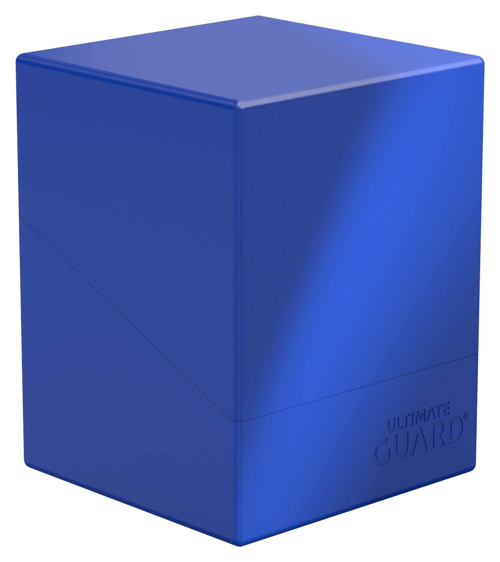 Ultimate Guard Boulder 100+ Solid Color - Blue - Solid blue rectangular deck box with smooth matte finish and subtle embossed branding on the front.