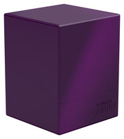 Ultimate Guard Boulder 100+ Solid Color - Purple - Matte purple rectangular deck box with smooth edges and Ultimate Guard logo embossed near the base.