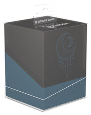 Ultimate Guard Boulder 100+ Druidic Secrets - Umbra - Gray and blue rectangular deck box with druidic crescent moon design and Ultimate Guard branding.