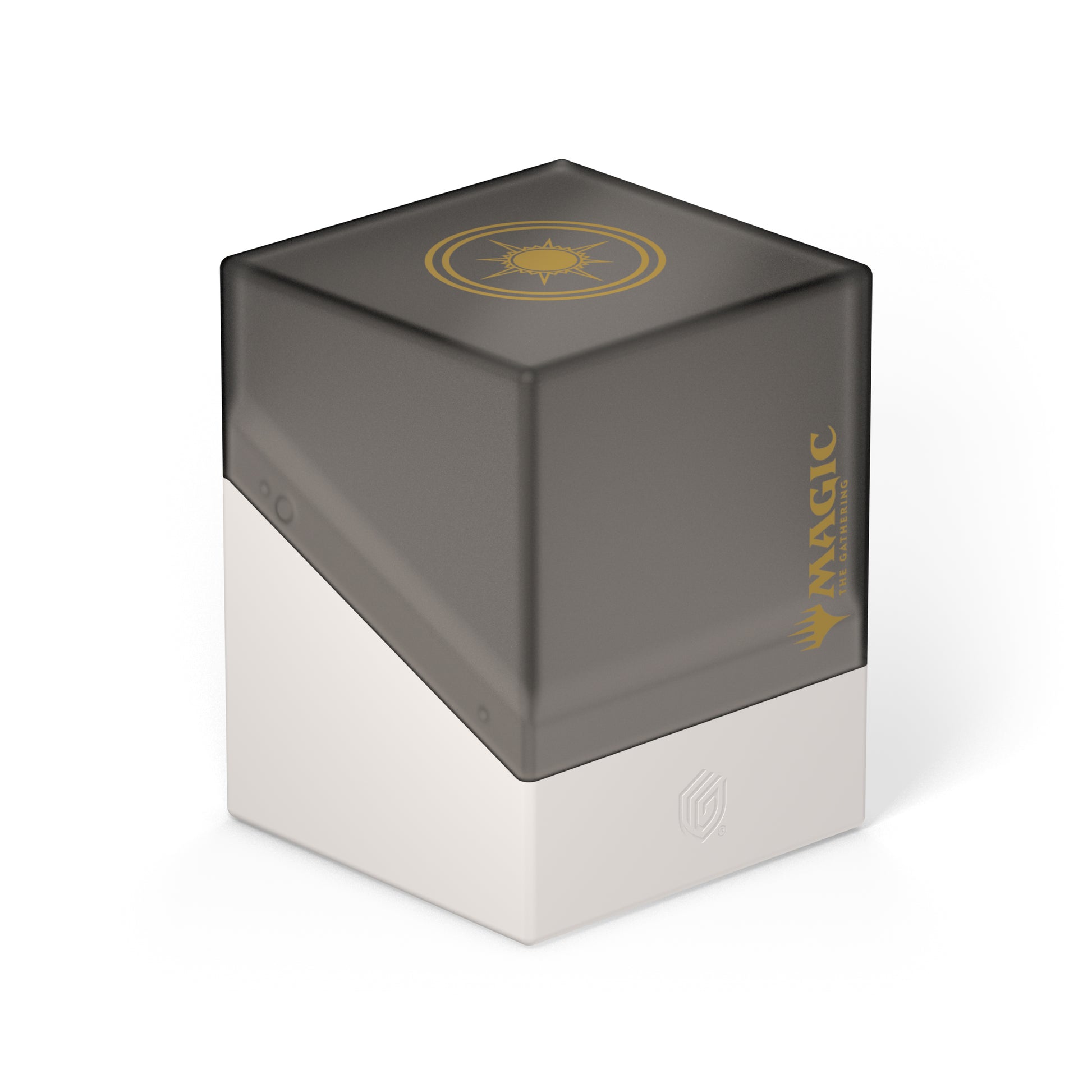 Ultimate Guard Boulder 100+ Magic: The Gathering "Guild Summit" - Orzhov - Two-tone rectangular deck box with matte black top featuring gold Orzhov emblem and "Magic" text, glossy white base.