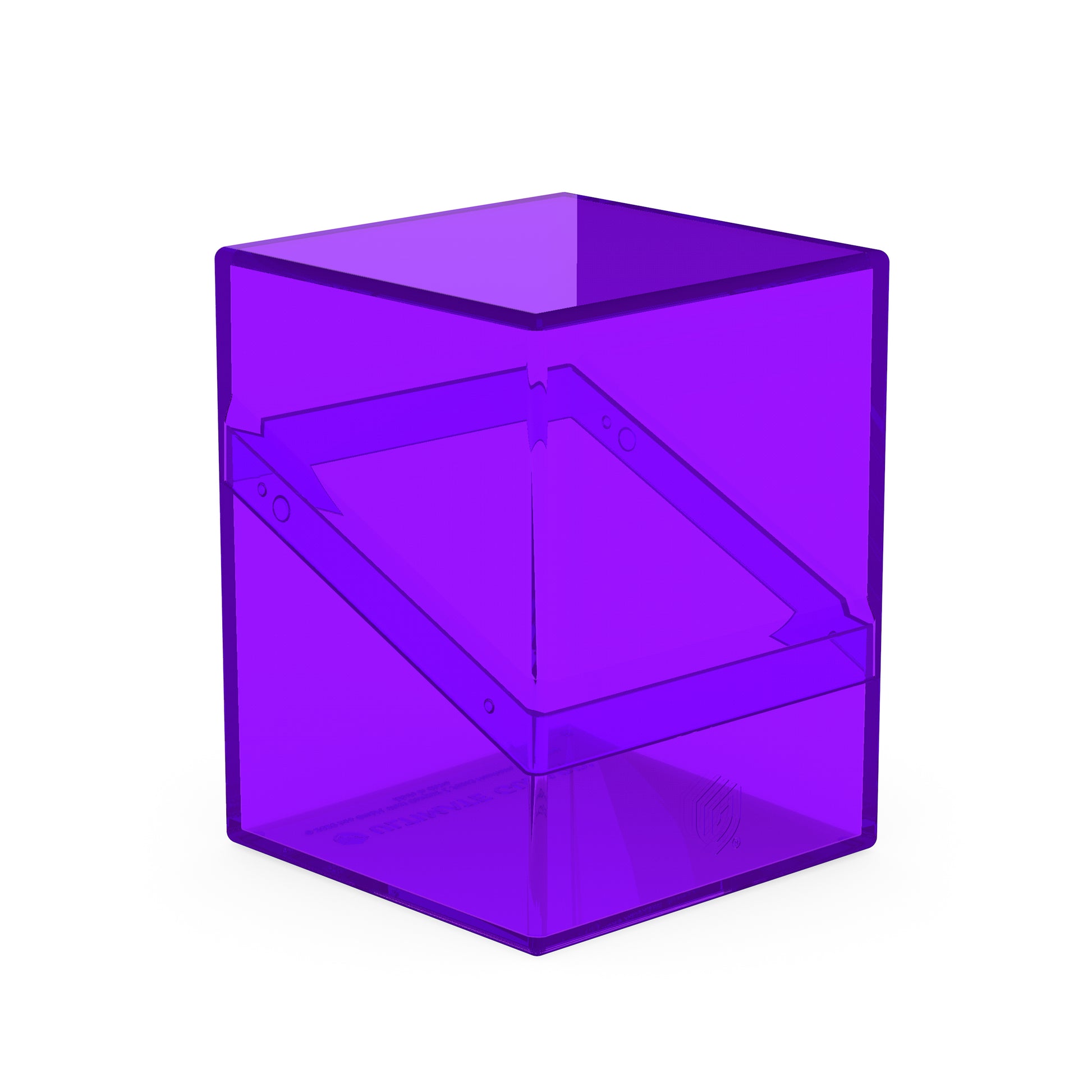 Ultimate Guard: Boulder 100+ Clear - Amethyst - Transparent amethyst purple rectangular plastic deck box with hinged lid and clear walls.