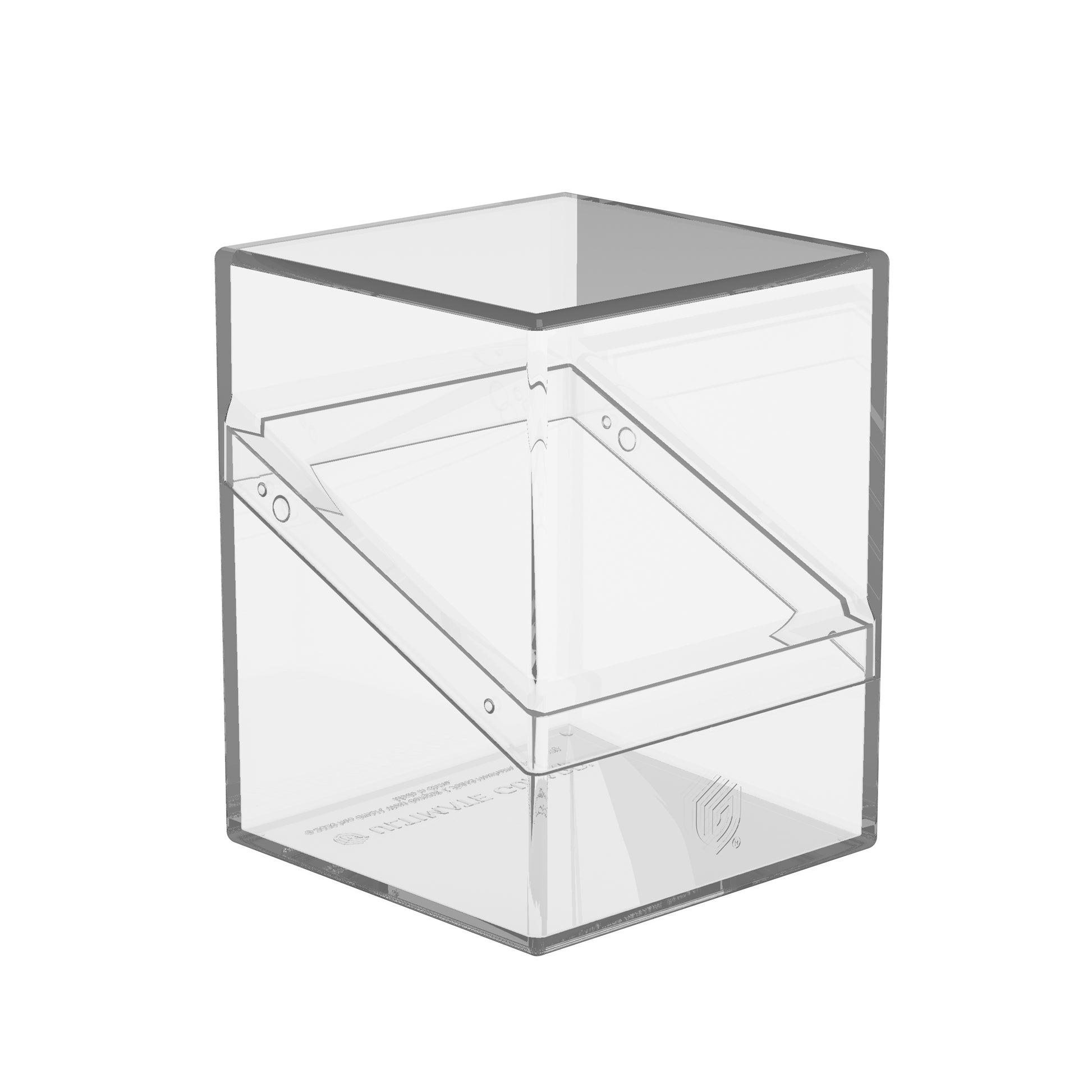 Ultimate Guard: Boulder 100+ Clear - Transparent - Transparent rectangular plastic deck box with hinged lid designed to hold 100+ cards.