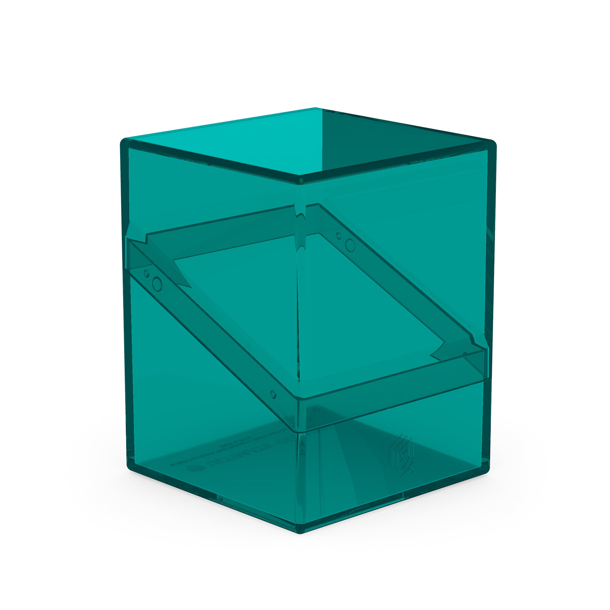 Ultimate Guard: Boulder 100+ Clear - Malachite - Transparent malachite green rectangular deck box with clear walls and a hinged lid, designed to hold over 100 cards.