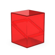 Ultimate Guard: Boulder 100+ Clear - Ruby - Translucent ruby red plastic deck box with a hinged lid and rectangular shape.