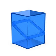 Ultimate Guard: Boulder 100+ Clear - Sapphire - Transparent sapphire blue rectangular deck box with hinged lid and sturdy plastic material.