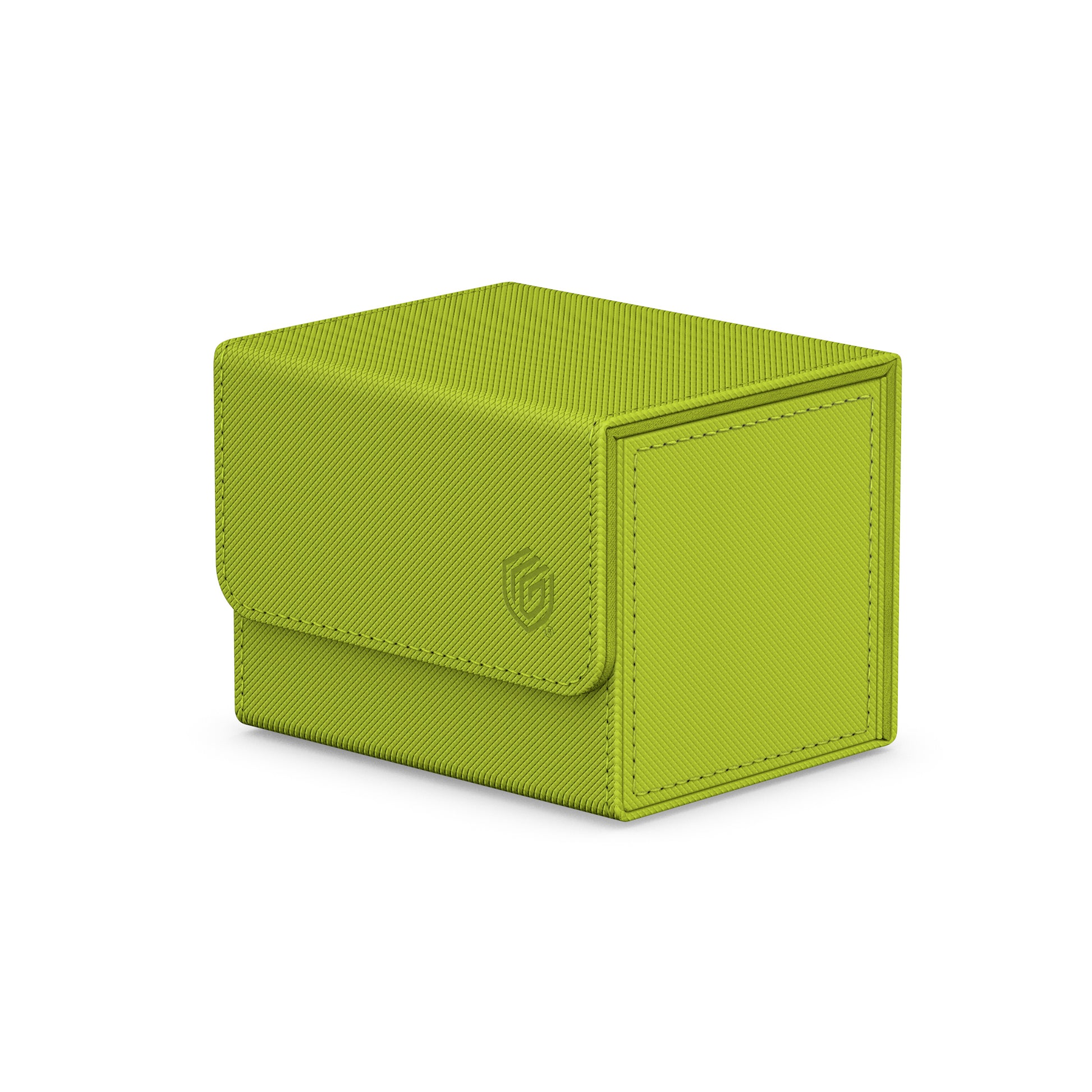 Ultimate Guard Sidewinder 100+ - Summer Edition - Lime - Lime green rectangular deck box with smooth matte finish and stitched edges, compact design with a flap lid and subtle.