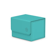 Ultimate Guard Sidewinder 100+ - Summer Edition - Lagoon - Teal rectangular deck box with flap lid and stitched edges, compact for card storage.