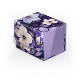 Ultimate Guard Sidewinder 100+ - Floral Places III - Moonlit Glen - Rectangular deck box with a purple floral design featuring white and lavender flowers on a dark background.