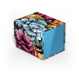 Ultimate Guard Sidewinder 100+ - Floral Places III - Springbloom Meadow - Rectangular deck box with vibrant floral pattern in blue, pink, orange, and green, featuring a solid light blue side panel.