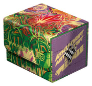 Ultimate Guard: Sidewinder 100+ Xenoskin Magic: The Gathering - Aetherdrift - Pyrewood Gearhulk - Colorful rectangular deck box with vibrant green and red fantasy artwork, purple side panel with gold text and checkered.