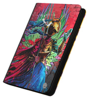 Ultimate Guard: Zipfolio 360 Xenoskin Magic: The Gathering - Aetherdrift- Hazoret, Godseeker - Compact black zipfolio with vibrant red and blue armor-clad fantasy warrior artwork on textured surface.