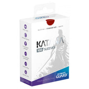 Katana Standard Sleeves 100 ct - Red - White box packaging of Katana Standard Sleeves with red top graphic and blue Ultimate Guard logo.