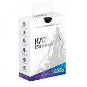 Ultimate Guard Sleeves Katana Black 100-Count - White and black box of Ultimate Guard Katana card sleeves, 100-count with warrior silhouette and blue accent panel.