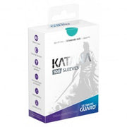 Katana Standard Sleeves 100 ct - Turquoise - Box of 100 turquoise standard-size card sleeves with samurai graphic on white packaging.