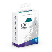 Katana Standard Sleeves 100 ct - Great Wave - White and purple box of Katana Standard Sleeves featuring a stylized samurai figure and wave design, 100 card sleeves inside.