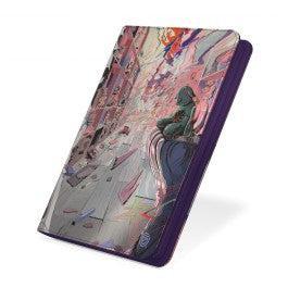 Ultimate Guard Zipfolio: 360 Xenoskin Magic: The Gathering Duskmourn - Porcelain Gallery - Purple zippered folio featuring detailed fantasy artwork with swirling pink, white, and purple tones and a cloaked figure.