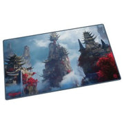 Ultimate Guard Play-Mat, Tarkir Dragonstorm: Cori Mountain Monastery - Rectangular playmat featuring misty mountain towers with Asian-inspired pagodas surrounded by red-leafed trees and cloudy.