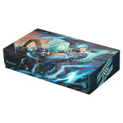 Deck Box: Omnihive: 1000+: Magic the Gathering: Aetherdrift - Rectangular deck box with vibrant blue and orange fantasy artwork featuring a warrior and mystical energy, designed for.