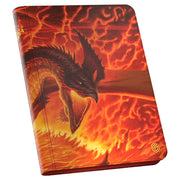 Magic the Gathering: Tarkir Dragonstorm: Magmatic Hellguide 9-pocket Zipfolio - Red and orange dragon-themed zipfolio with fiery lava background and black spine, designed for card storage.