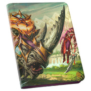 Magic the Gathering: Tarkir Dragonstorm: Skirmish Rhino 9-pocket Zipfolio - Zipfolio binder featuring colorful fantasy artwork of a fierce armored rhino and armored warrior on the cover.