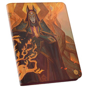 Magic the Gathering: Tarkir Dragonstorm: Abzan Devotee 9-pocket Zipfolio - Zipfolio binder with orange and brown fantasy artwork, featuring a robed warrior figure and intricate dragon motifs.