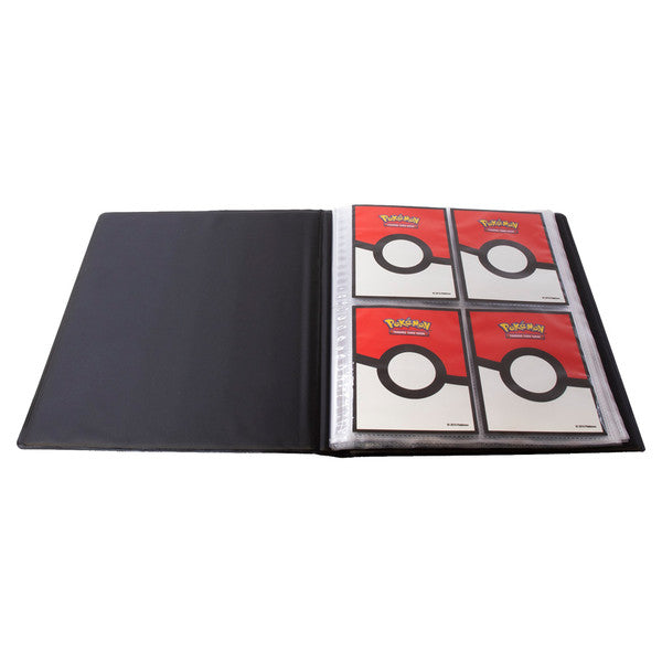 Ultra Pro 4 Pocket Binder Portfolio: Pokemon: Scarlet & Violet: Destined Rivals - Black binder portfolio open to four transparent card sleeves holding Pokémon Scarlet & Violet Destined Rivals cards.