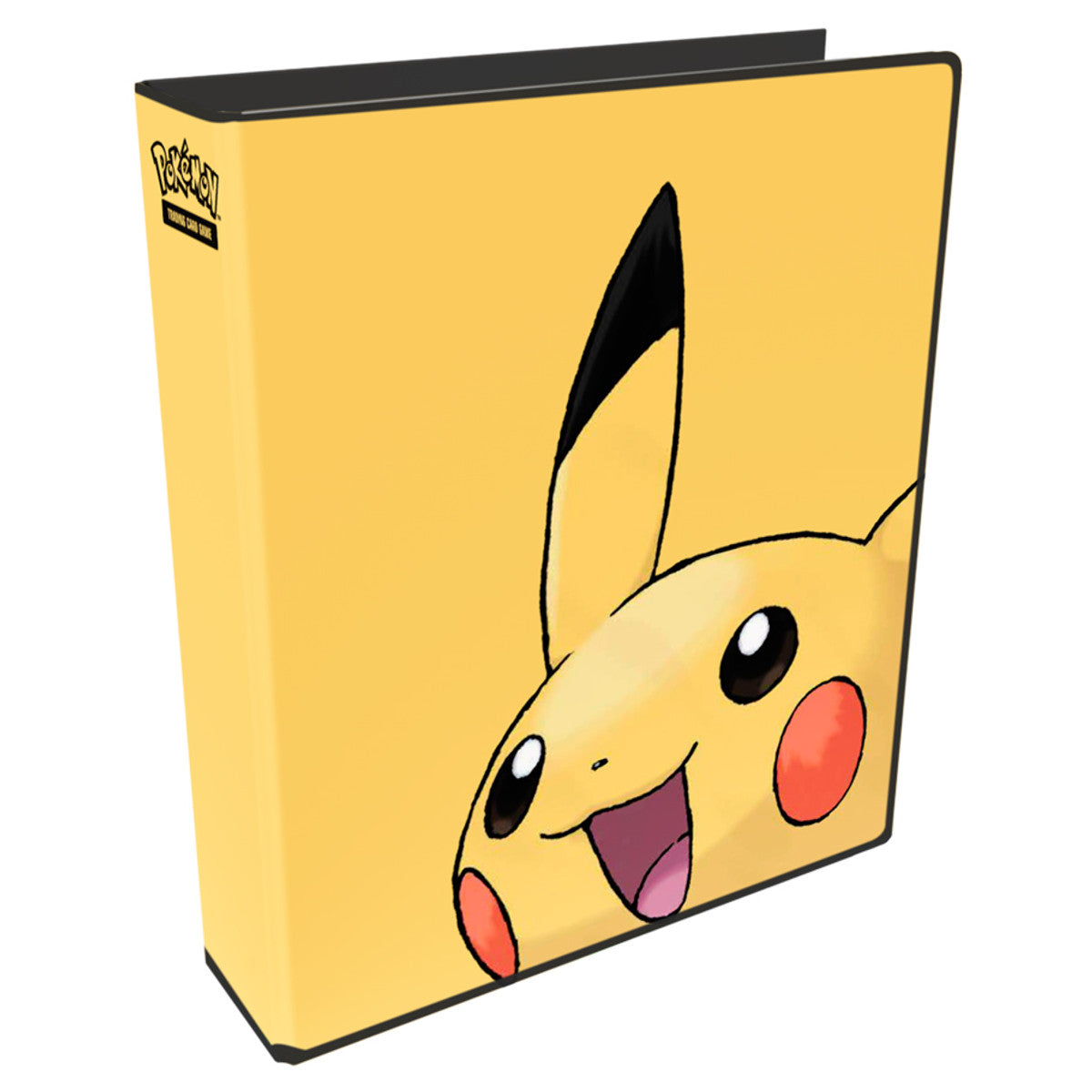 Ultra Pro 2" Binder: Pokémon - Pikachu - Yellow Ultra Pro 2" binder with large smiling Pikachu face and black trim edges.