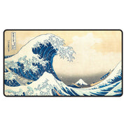 Ultra Pro Stitched Edge Playmat: The Great Wave off Kanagawa - Rectangular playmat featuring The Great Wave off Kanagawa design with deep blue and cream tones, stitched black edges.