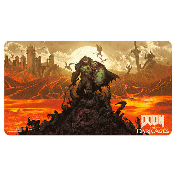 Playmat: Doom: The Dark Ages: Wrath - The Dark Ages" logo in white and red at the bottom right.