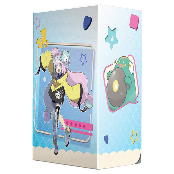 Deck Box: Pokémon: Iono & Bellibolt Full View - Colorful rectangular deck box featuring Pokémon characters Iono and Bellibolt with blue background and star accents.