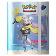 Binder: 9-Pocket: PRO: Pokémon: Iono & Bellibolt - Blue and beige Pokémon card binder featuring Iono with Bellibolt design, elastic strap closure.