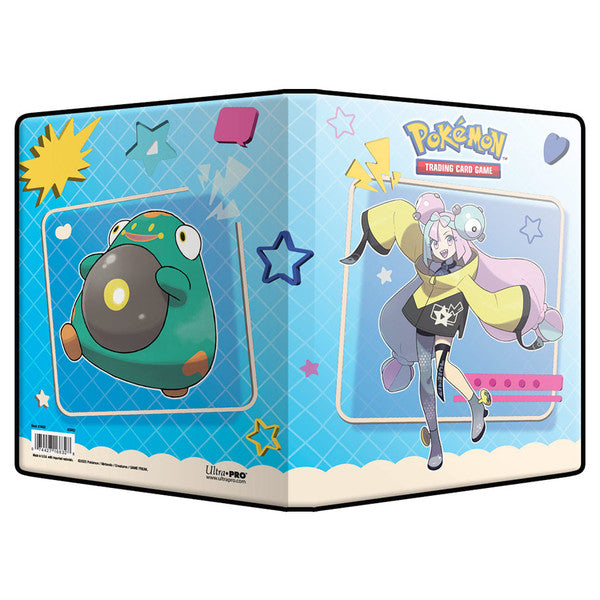 Binder: 4-Pocket: Portfolio: Pokémon: Iono & Bellibolt - Blue and cream 4-pocket binder featuring Pokémon characters Iono and Bellibolt with star and lightning motifs.