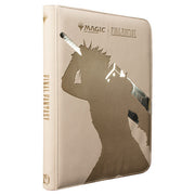 Binder: 9-Pocket: PRO: Zippered: Magic the Gathering: Final Fantasy: Cloud, Planet's Champion - Beige zippered binder featuring a silhouette of Cloud from Final Fantasy with large sword, Magic and Final Fantasy logos.