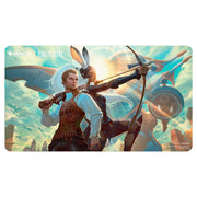 Magic the Gathering: Final Fantasy: Balthier and Fran Playmat - Rectangular playmat featuring Balthier and Fran from Final Fantasy with a detailed fantasy background in blue and orange.